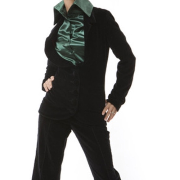 Lac et Mel By Gregor Clemens Designer Smoking Jacket Black Velvet Gothic - Picture 2 of 16